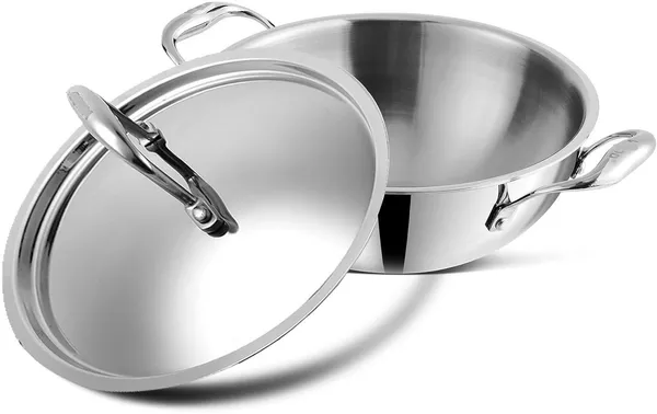 BartanJi_Kadhai_26_cm_diameter_with_Lid_3.7_L_capacity_Kadhai_26_cm_diameter_with_Lid_3.7_L_capacity_(Stainless_Steel,_Non-stick)