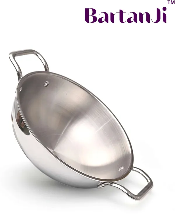 BartanJi_Stainless_Steel_Kadhai_for_Home,_Kitchen_Uses-_Kadhai_for_Cooking-_26cm_Diameter_Kadhai_26_cm_diameter_3.2_L_capacity_(Stainless_Steel,_Non-stick)