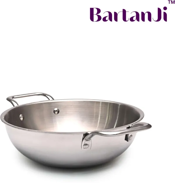 BartanJi_Stainless_Steel_Kadhai_for_Home,_Kitchen_Uses-_Kadhai_for_Cooking-_26cm_Diameter_Kadhai_26_cm_diameter_3.2_L_capacity_(Stainless_Steel,_Non-stick)
