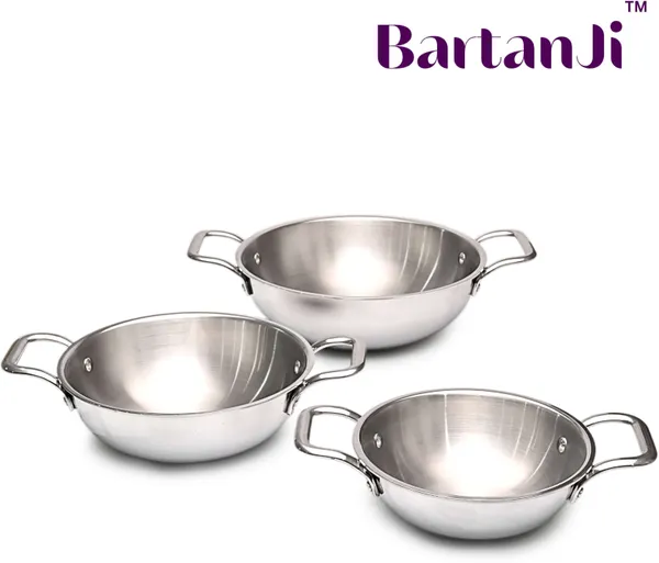 BartanJi_Stainless_Steel_Kadhai_for_Home,_Kitchen_Uses-_Kadhai_for_Cooking-_18cm_Diameter_Kadhai_18_cm_diameter_3.2_L_capacity_(Stainless_Steel,_Non-stick)