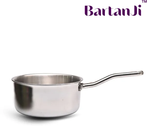 BartanJi_Stainless_Steel_Sauce_Pan_for_Tea,_Coffee,_Milk_-_Sauce_Pan_for_Home_&_Kitchen_Fry_Pan_16_cm_diameter_2_L_capacity_(Stainless_Steel,_Non-stick)