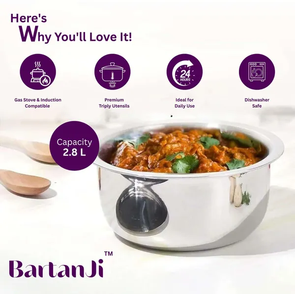 BartanJi_Stainless_Steel_Triply_Tope_for_Home,_Kitchen_Uses_-_Tope_for_Cooking_&_Boiling_Tope/Bhagona/Patila_2.8_L_capacity_18_cm_diameter_(Stainless_Steel,_Non-stick)