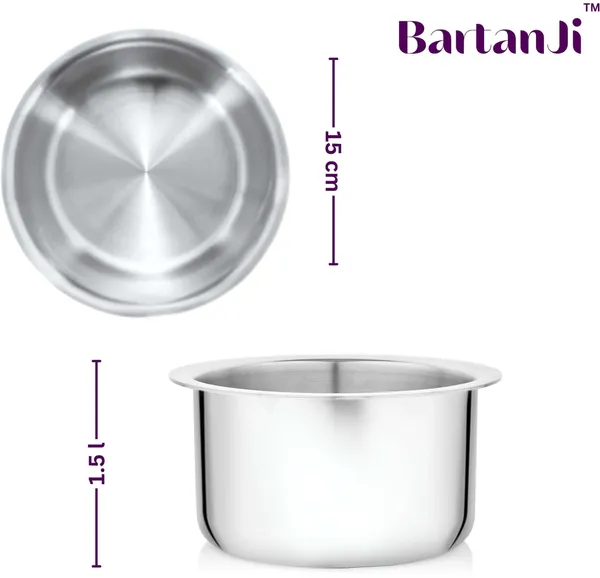 BartanJi_Stainless_Steel_Triply_Tope_for_Home,_Kitchen_Uses_-_Tope_for_Cooking_&_Boiling_Tope/Bhagona/Patila_1.5_L_capacity_15_cm_diameter_(Stainless_Steel,_Non-stick)
