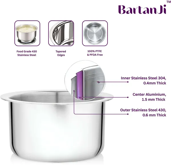 BartanJi_Stainless_Steel_Triply_Tope_for_Home,_Kitchen_Uses_-_Tope_for_Cooking_&_Boiling_Tope_2.8_L_capacity_18_cm_diameter_(Stainless_Steel,_Non-stick)