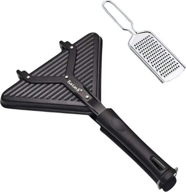BartanJi_Grill_Sandwich_for_Gas_Stove_–_Triangle_Shape_Toaster_with_Cheese_Grater_Grill_Sandwich_Maker_(Black)
