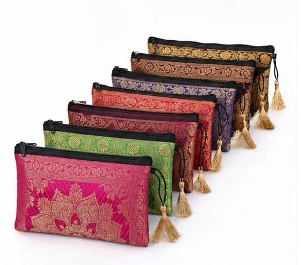 kujra_Women_Set_Of_10_Banarsi_Woven_Design_Purse_Clutch_Pouch_(Pack_of_10)