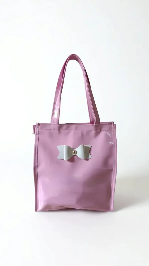 Kujra_Stylish_Women’s_Tote_Handbag_with_Bow_Design_|_Glossy_Finish_Shoulder_Bag_Waterproof_Shoulder_Bag_(Pink,_30_L)