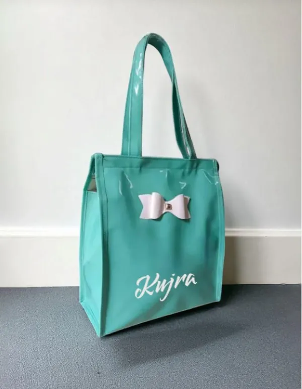 KujrAEnterprise_Stylish_Women’s_Tote_Handbag_with_Bow_Design_|_Glossy_Finish_Shoulder_Bag_Shoulder_Bag_(Green,_30_L)