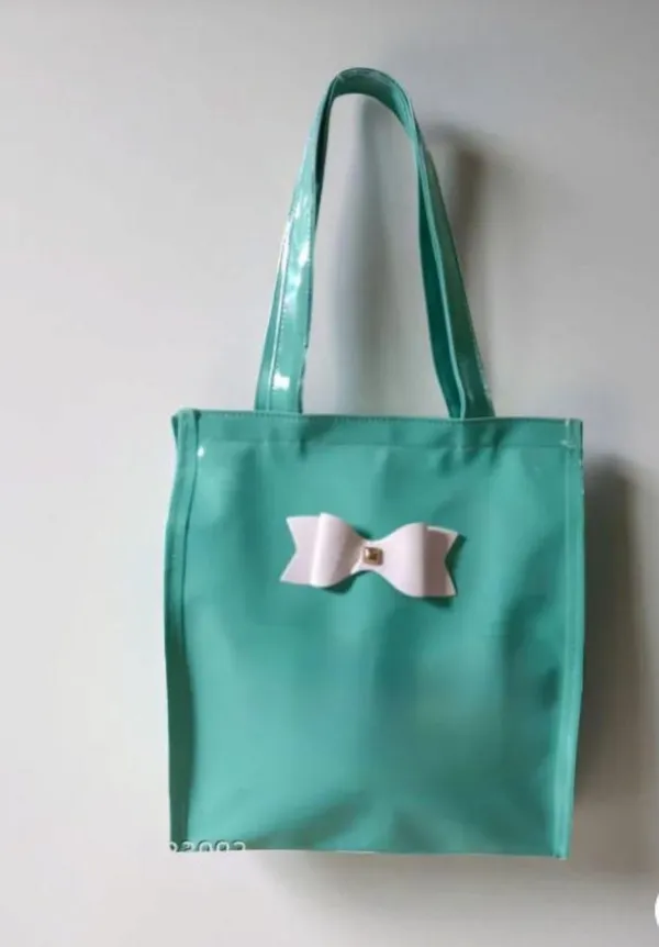 KujrAEnterprise_Stylish_Women’s_Tote_Handbag_with_Bow_Design_|_Glossy_Finish_Shoulder_Bag_Shoulder_Bag_(Green,_30_L)