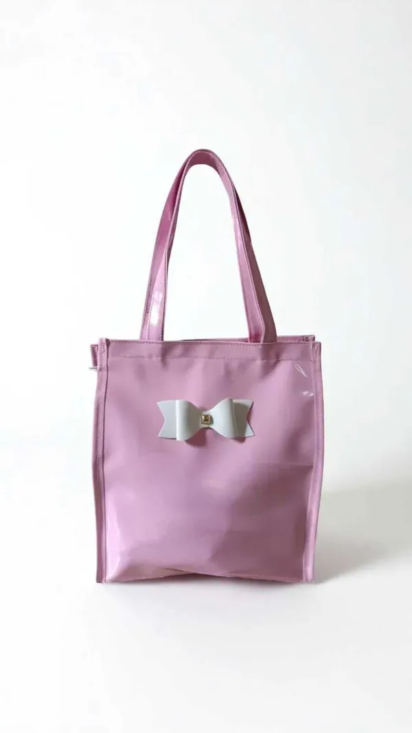 KujrAEnterprise_Stylish_Women’s_Tote_Handbag_with_Bow_Design_|_Glossy_Finish_Shoulder_Bag_Waterproof_Shoulder_Bag_(Pink,_30_L)