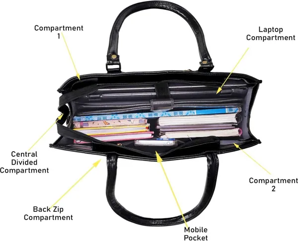 KujrAEnterprise_Croc-Textured_Structured_Laptop_Tote_Bag_for_Women_Waterproof_Shoulder_Bag_(Black,_30_L)
