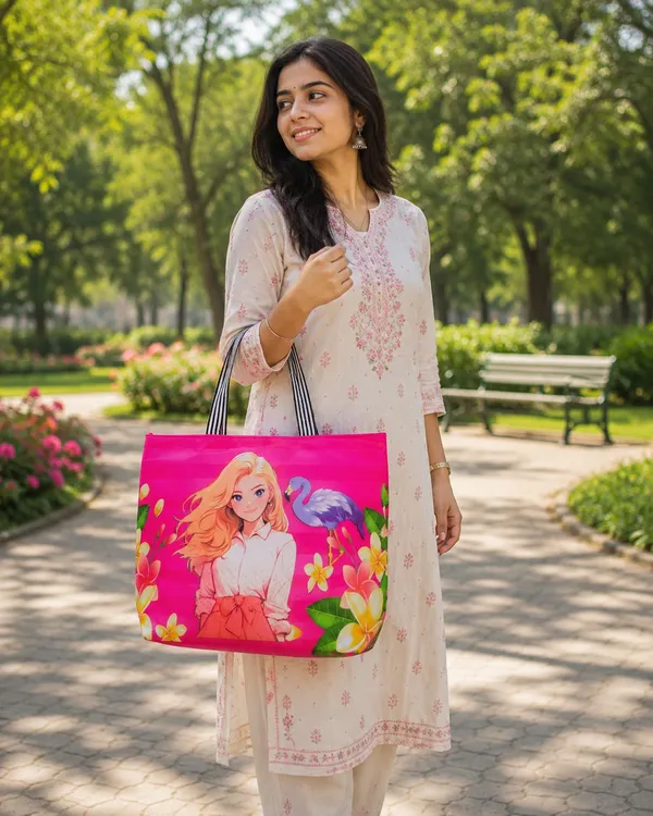 KujrAEnterprise_Stylish_Women’s_Fancy_Handbag_with_Bow_Design_|_Colorful_Finish_Shoulder_Bag_Waterproof_Shoulder_Bag_(Pink,_20_L)