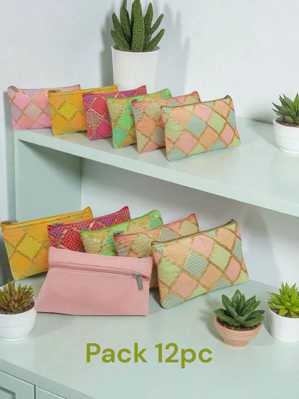 kujra_Women_Set_Of_12_Printed_Purse_Clutches_Pouch_(Pack_of_12)