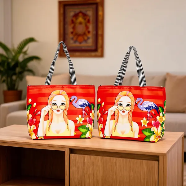KujrAEnterprise_Stylish_Women’s_Fancy_Handbag_with_Bow_Design_|_Colorful_Finish_Shoulder_Bag_Waterproof_Shoulder_Bag_(Red,_20_L)_-_Pack_of_2