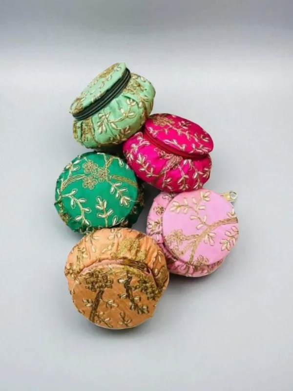 kujra_Embroidery_matki_shape_Bangle_Box_Jewellery_Organiser_Potli_pack_of_12