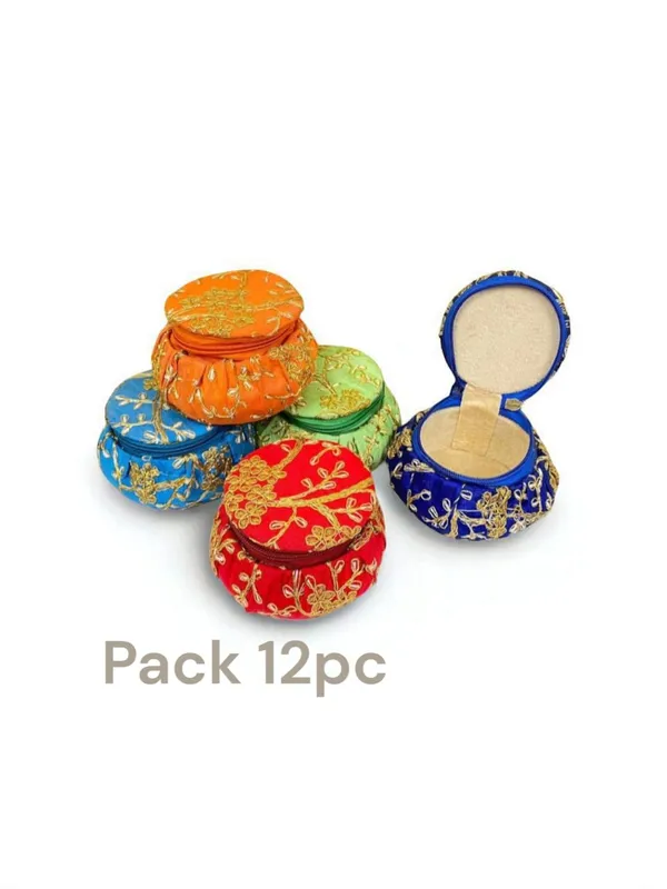 kujra_Embroidery_matki_shape_Bangle_Box_Jewellery_Organiser_Potli_pack_of_12