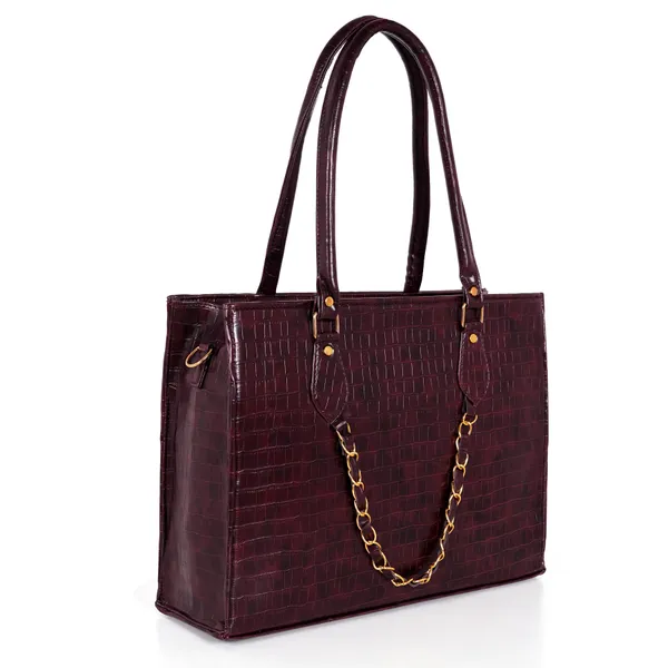 kujra_Croc-Textured_Structured_Laptop_Tote_Bag_for_Women_Waterproof_Shoulder_Bag_(Brown,_30_L)