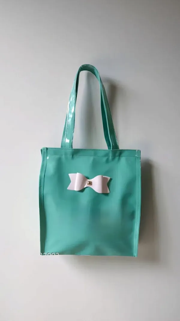 Kujra_Stylish_Women’s_Tote_Handbag_with_Bow_Design_|_Glossy_Finish_Shoulder_Bag_Shoulder_Bag_(Green,_30_L)_-_Pack_of_2