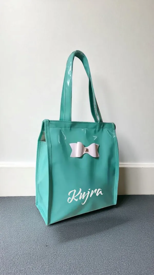 Kujra_Stylish_Women’s_Tote_Handbag_with_Bow_Design_|_Glossy_Finish_Shoulder_Bag_Shoulder_Bag_(Green,_30_L)_-_Pack_of_2