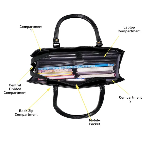 KujrAEnterprise_Croc-Textured_Structured_Laptop_Tote_Bag_for_Women_Waterproof_Shoulder_Bag_(Black,_30_L)