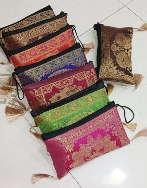 kujra_Women_Set_Of_10_Banarsi_Woven_Design_Purse_Clutch_Pouch_(Pack_of_10)