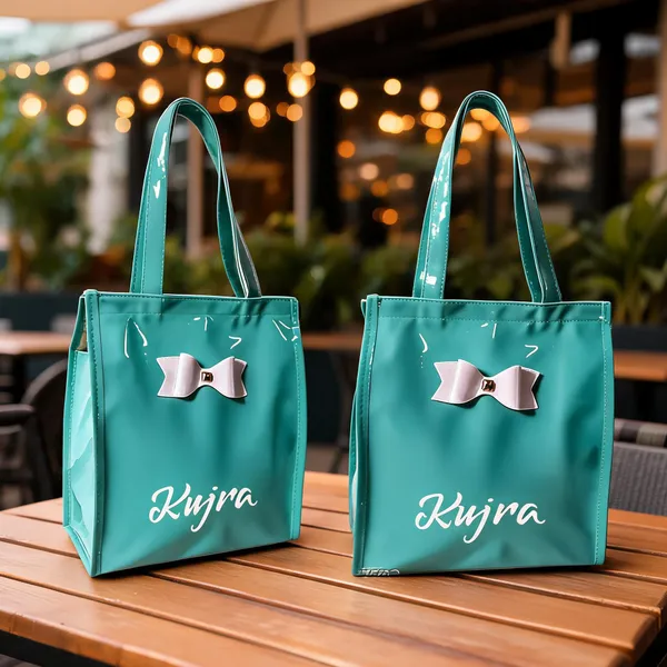 KujrAEnterprise_Stylish_Women’s_Tote_Handbag_with_Bow_Design_|_Glossy_Finish_Shoulder_Bag_Shoulder_Bag_(Green,_30_L)_-_Pack_of_2