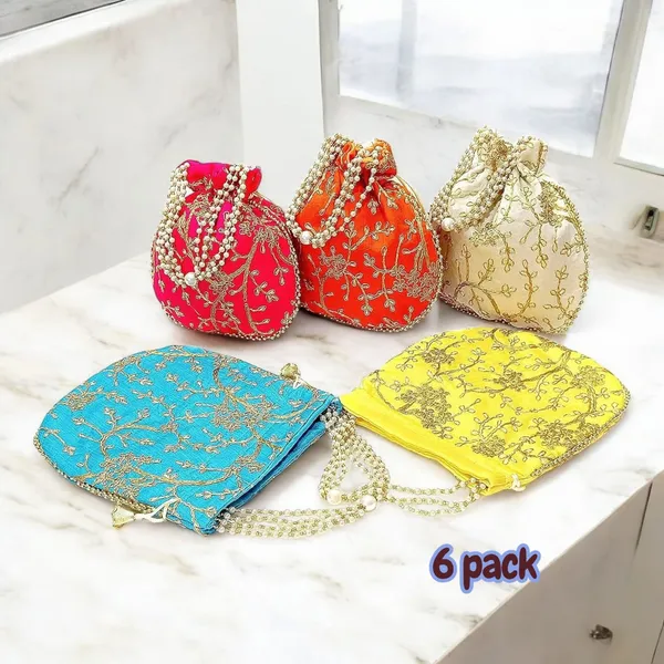 Traditional_Embroidered_Potli_Bags_Combo_Set_-_Silk_Drawstring_Batua_Purse_with_Pearl_Handle_for_Women,_Wedding_Favor_&_Festive_Gifting_(Assorted_Colors)