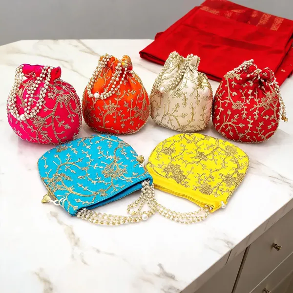 Traditional_Embroidered_Potli_Bags_Combo_Set_-_Silk_Drawstring_Batua_Purse_with_Pearl_Handle_for_Women,_Wedding_Favor_&_Festive_Gifting_(Assorted_Colors)