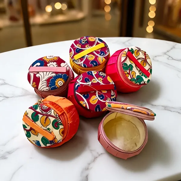 Traditional_Matki_Shape_Kalamkari_Bangle_Box_&_Jewellery_Organiser_for_Women_|_Fabric_Chudi_Storage_Case_with_Zipper_&_Handle_|_Ideal_Wedding,_Mehendi_&_Housewarming_Return_Gifts_(Pack_of_6,_Multicolor)