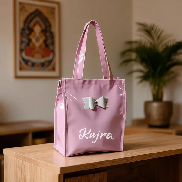 KujrAEnterprise_Stylish_Women’s_Tote_Handbag_with_Bow_Design_|_Glossy_Finish_Shoulder_Bag_Waterproof_Shoulder_Bag_(Pink,_30_L)