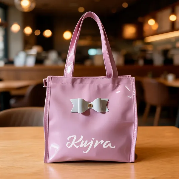 KujrAEnterprise_Stylish_Women’s_Tote_Handbag_with_Bow_Design_|_Glossy_Finish_Shoulder_Bag_Waterproof_Shoulder_Bag_(Pink,_30_L)