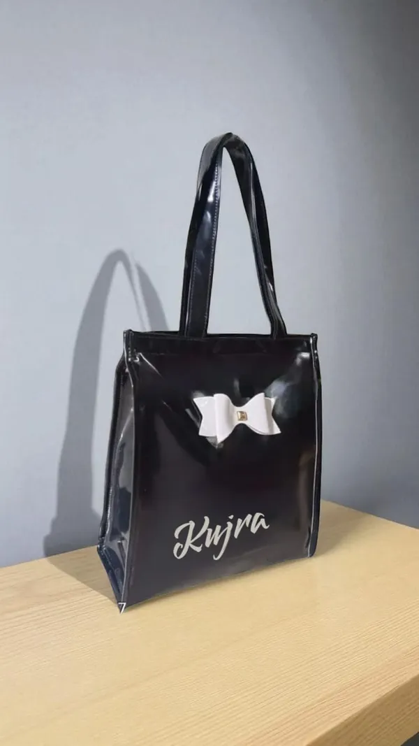Kujra_Stylish_Women’s_Tote_Handbag_with_Bow_Design_|_Glossy_Finish_Shoulder_Bag_Waterproof_Shoulder_Bag_(Black,_30_L)_-_Pack_of_2