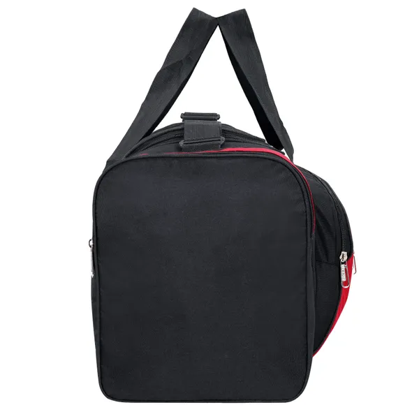 KUJRA_Large_Travel_Duffle_Bag_with_Wheels_|_Water-Resistant_Luggage_Suitcase_for_Men_&_Women_|_Lightweight_Weekend_Overnight_Cargo_Bag_with_Shoulder_Strap_(Black_&_Red)