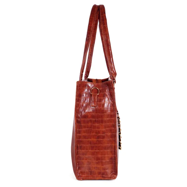 Kujra_Croc-Textured_Structured_Laptop_Tote_Bag_for_Women_Waterproof_Shoulder_Bag_(Tan,_30_L)