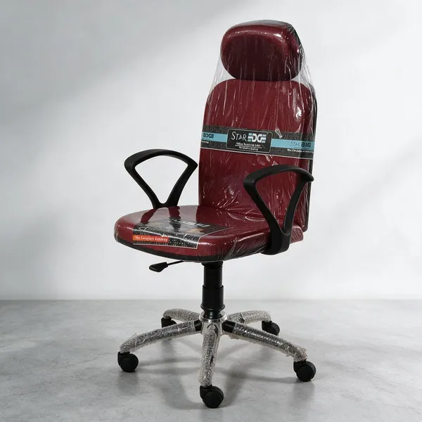 Maroon_Leatherette_Revolving_Office_Chair