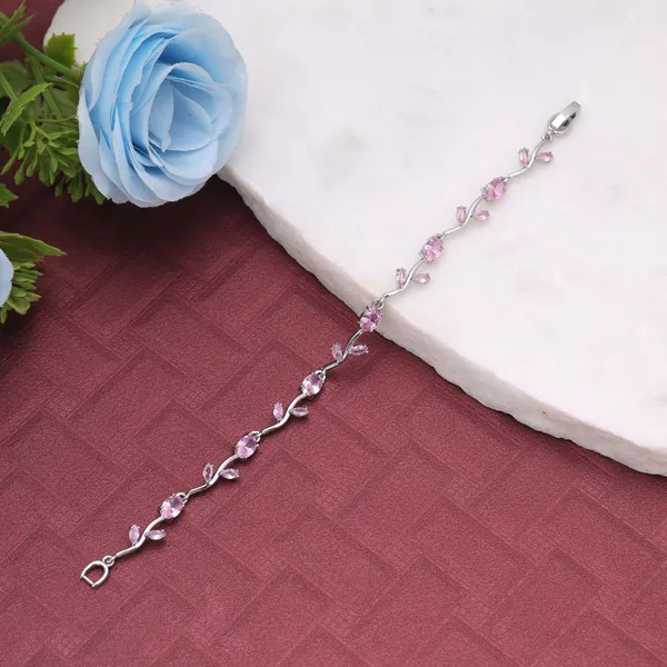 Elegant_Pink_Stone_Floral_Bracelet_for_Women_|_Silver-Tone_Crystal_Bracelet