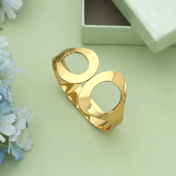Golden_Geometric_Double_Circle_Open_Cuff_Bracelet