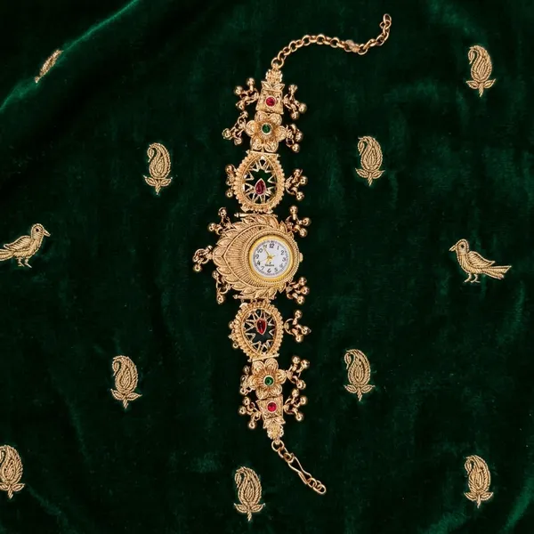 Green_&_Rani_Matte_Gold_Traditional_Floral_Bracelet_Watch_for_Women