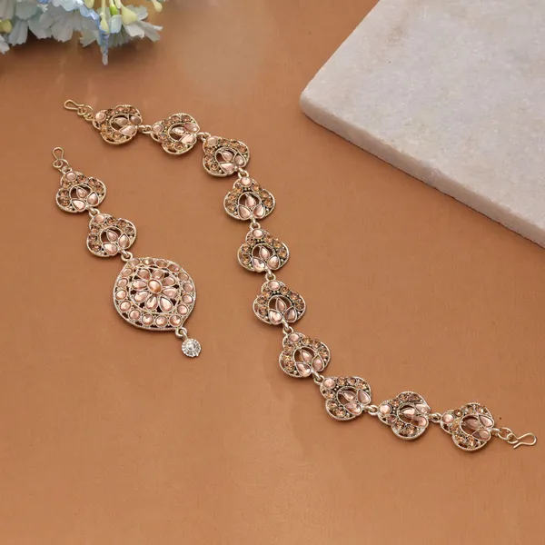 Light_Brown_Color_Kundan_Designer_Mathapatti_With_Maangtika