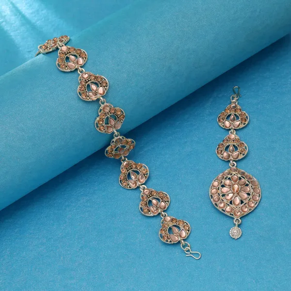 Light_Brown_Color_Kundan_Designer_Mathapatti_With_Maangtika