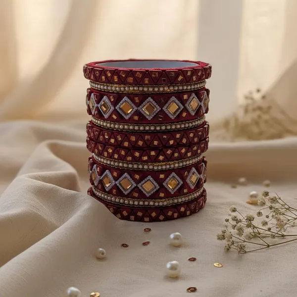 Maroon_Designer_Embroidered_Bangles_Set_for_Women