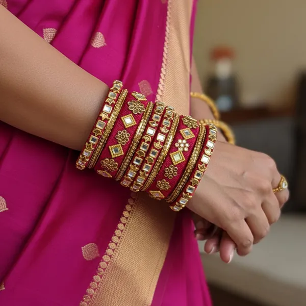 Maroon_Velvet_Designer_Bangles_Set_–_Golden_Mirror_Work_Traditional_Chooda_Style