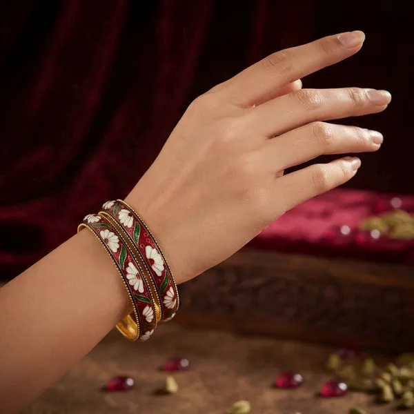 Multi_color_hand_painted_meenakari_bangle_Traditional_Floral_&_Paisley_Engraved_Design_for_Women