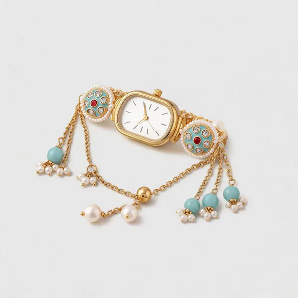 Pearl_Charm_Adjustable_Bracelet_Watch_For_Women_|_Bhabhi_Rakhi_Jewelry_Watch_|_Blue_Bead_&_Pearl_Chain_Watch_|_Ethnic_Festive_Wrist_Watch