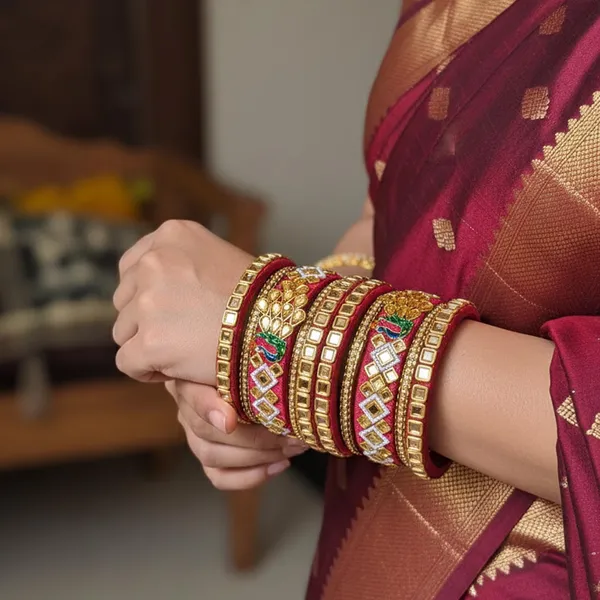 Premium_Maroon_Meenakari_Peacock_Design_Bangles_Set
