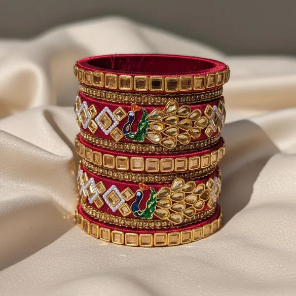 Premium_Maroon_Meenakari_Peacock_Design_Bangles_Set