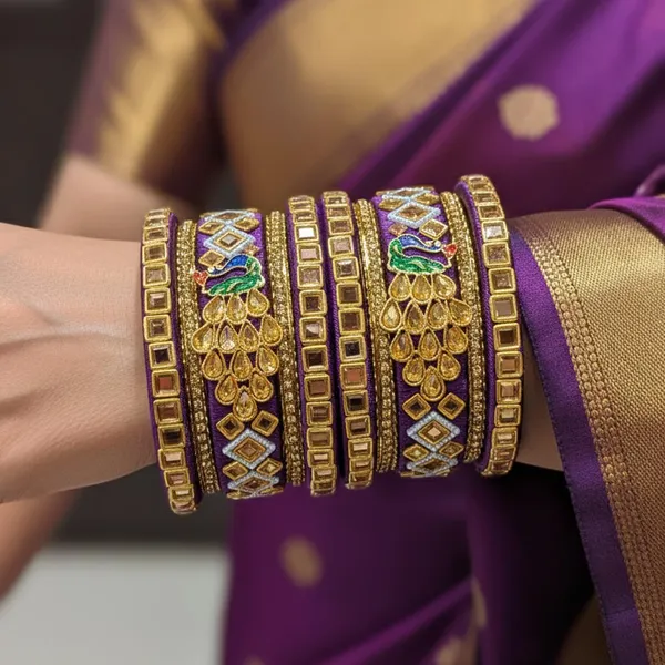 Premium_Purple_Meenakari_Peacock_Design_Bangles_Set