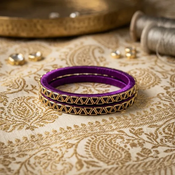Purple_color_1_set_of_thread_bangle_Traditional_Ethnic_Cuff_Bangle