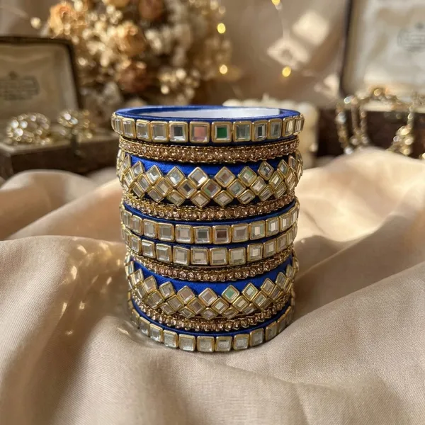 Royal_Blue_Velvet_Designer_Bangles_Set_with_Golden_Mirror_Work