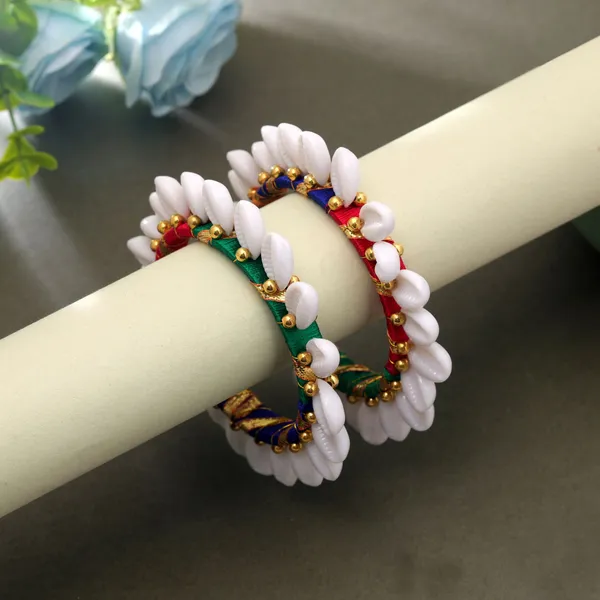 Traditional_Multicolor_Thread_White_Moti_Gajra_Bangles_